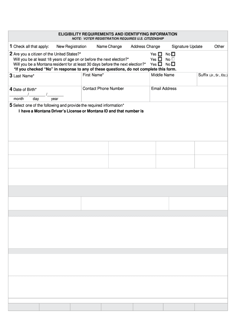  Montana Voter Registration Form 2015