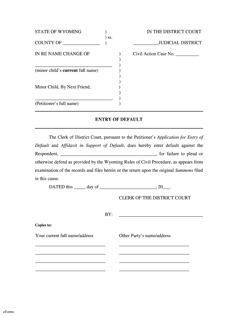 JUDICIAL DISTRICT in RE NAME CHANGE EForms