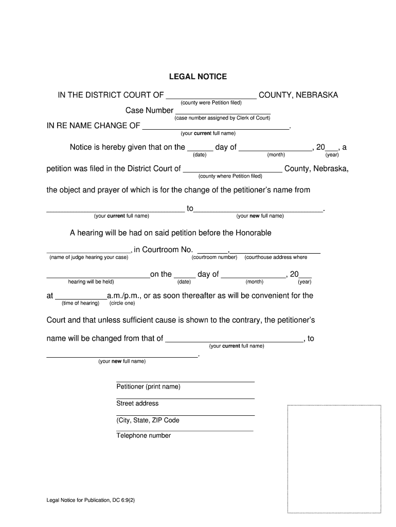 In the District Court of County, Nebraska EForms