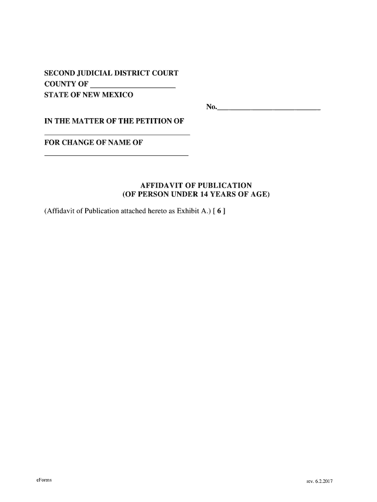 Affidavit of Publication of Minor  Form