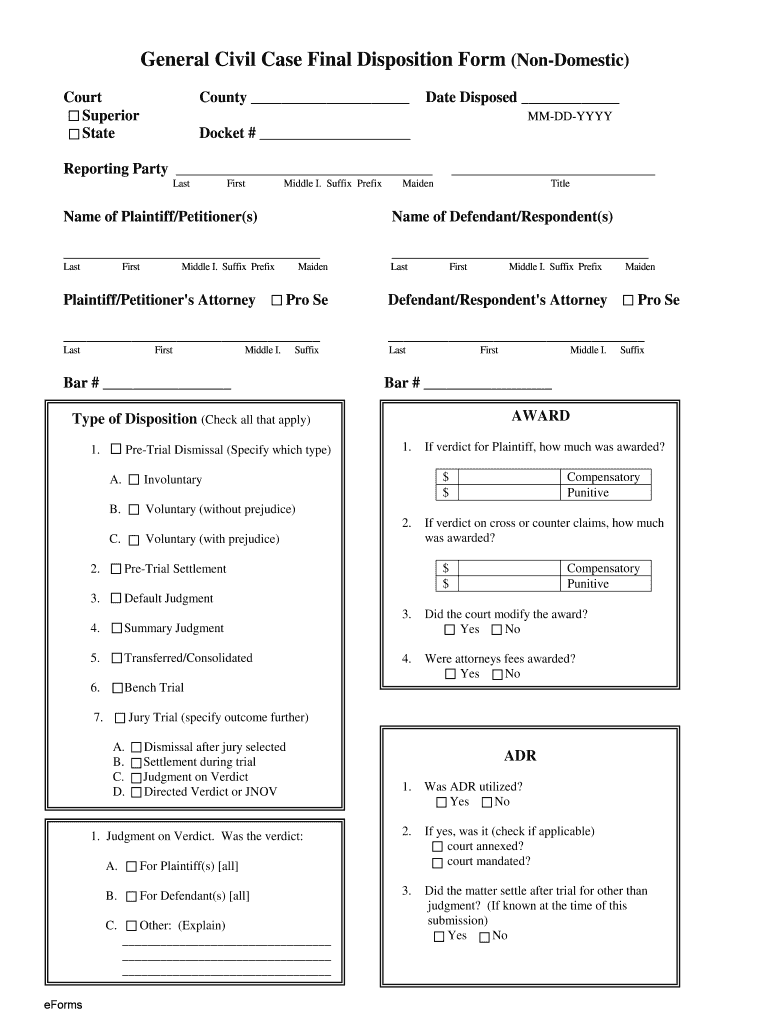 Georgia Domestic Relations Case Filing Information Form Non Domestic