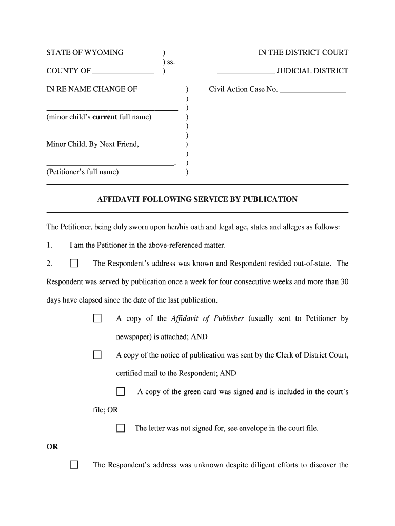 AFFIDAVIT to ALLOW SERVICE by PUBLICATION Eforms Com