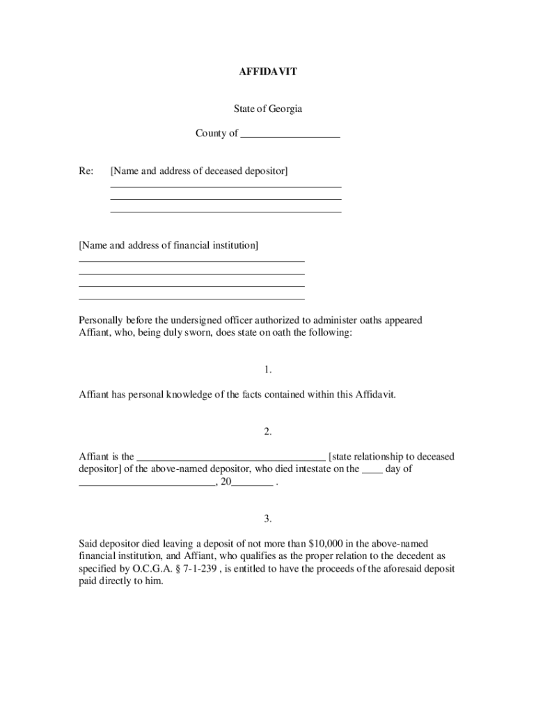 BANKING AFFIDAVIT  Form