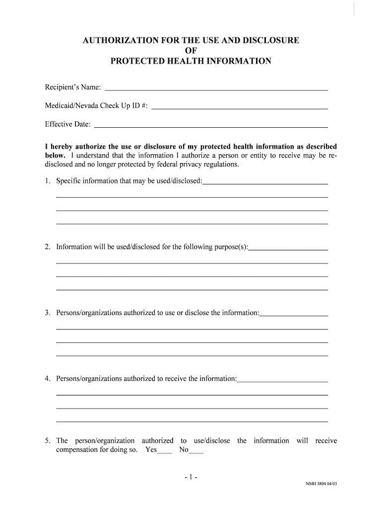 Nevada HIPAA Release Form