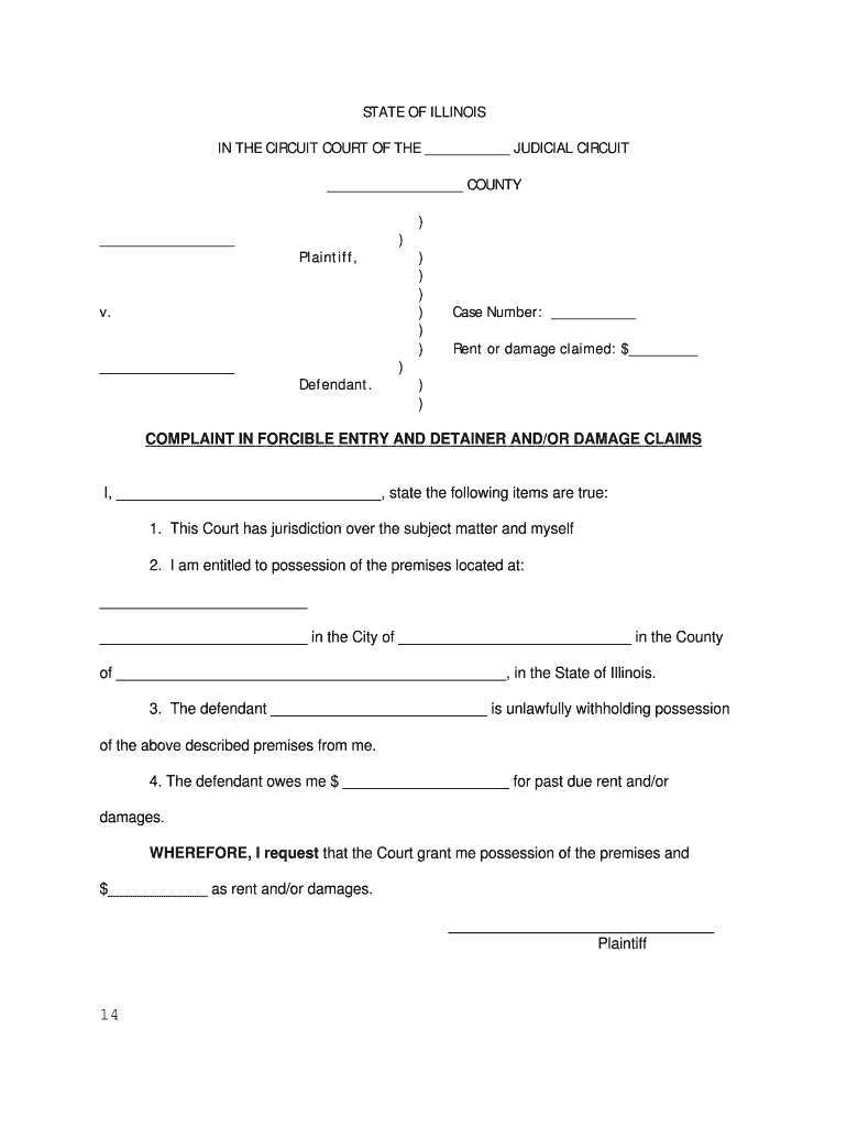 Illinois Eviction Complaint Form