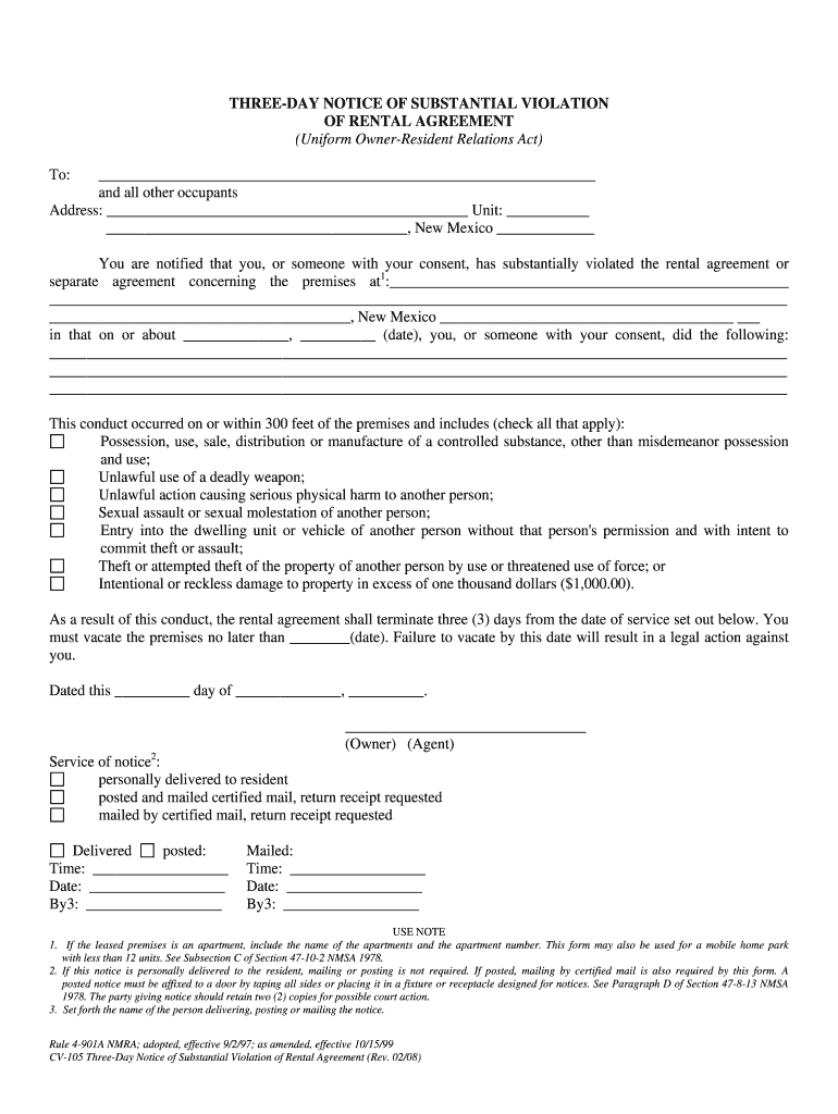  New Mexico Uniform Owner Resident Relations Act RLD 2008