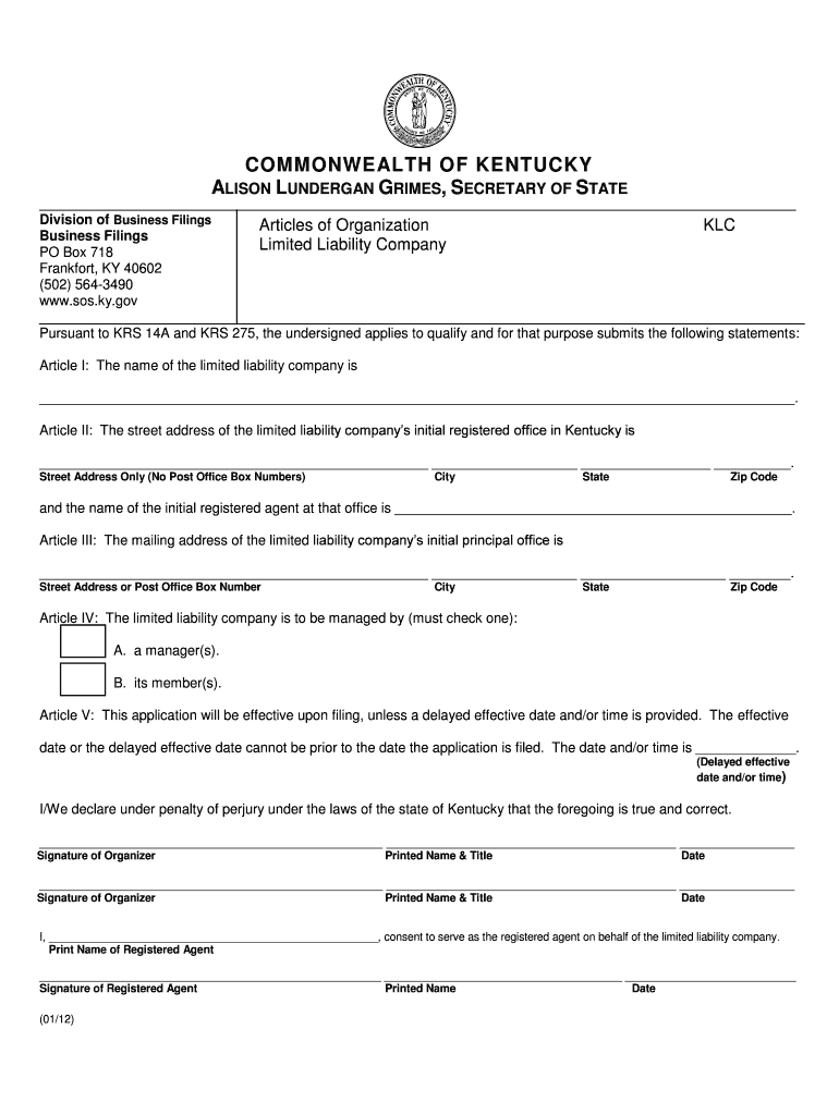 Secretary of State Annual Reports Sos Ky Gov  Form