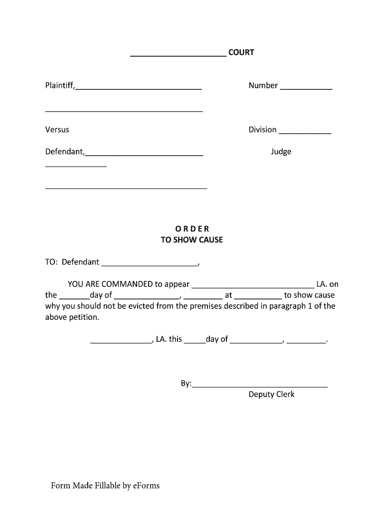 Louisiana Order to Show Cause  Form