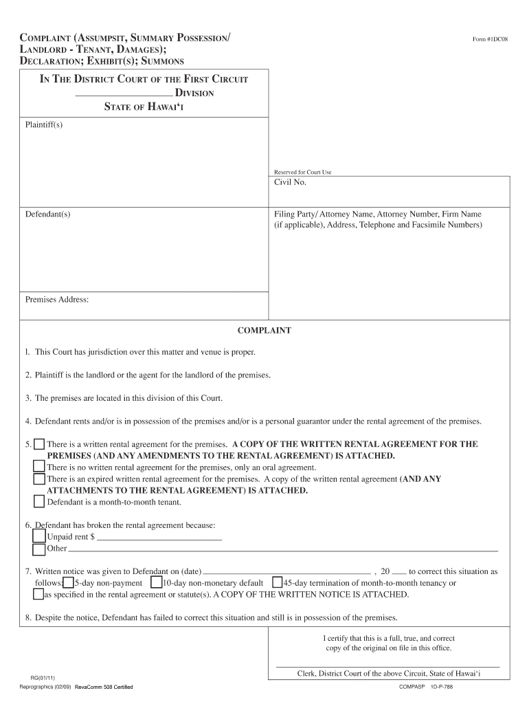  District Court Rules of Civil Procedure Hawaii State 2011