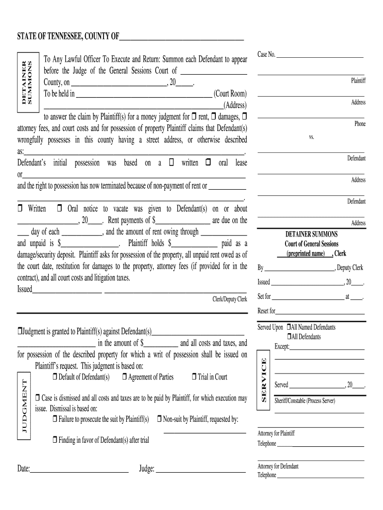STATE of TENNESSEE, COUNTY of ANDERSON  Form