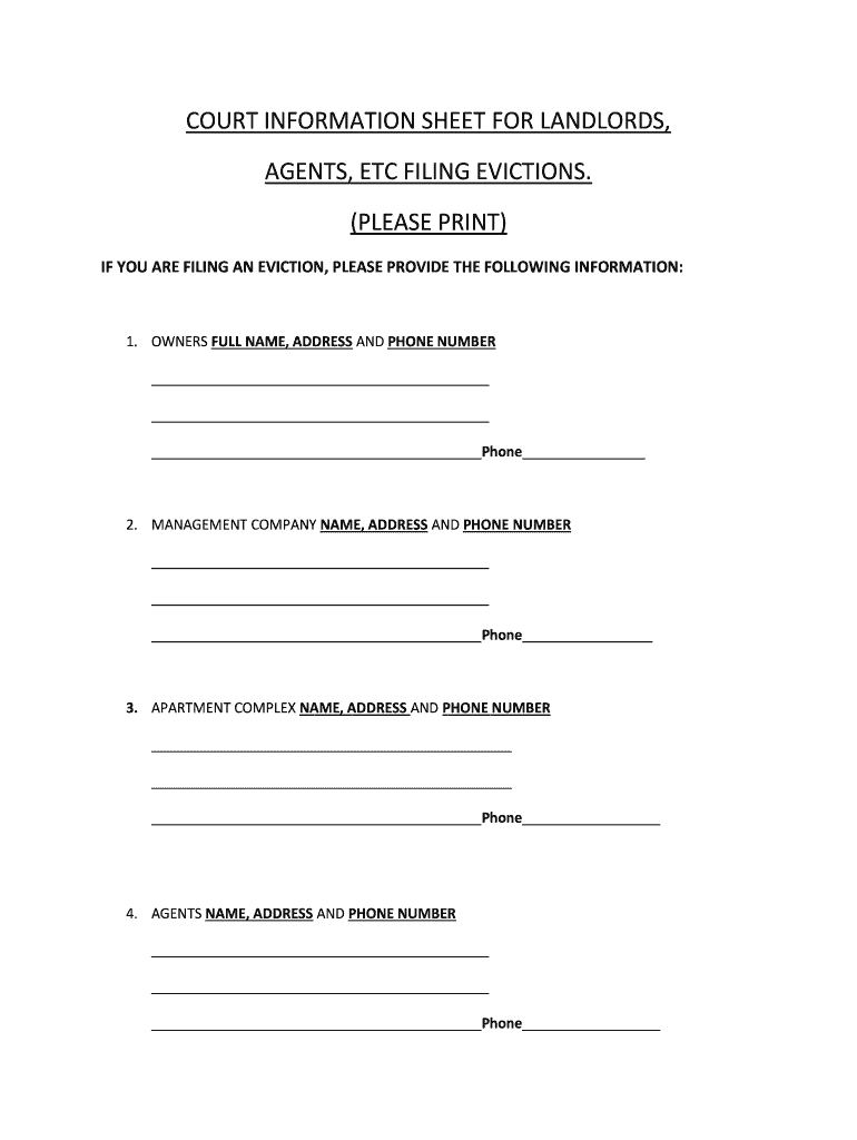 Louisiana Court Information Sheet