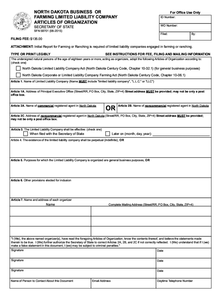  Form ND SFN 58701 Fill Online, Printable, Fillable 2015-2024