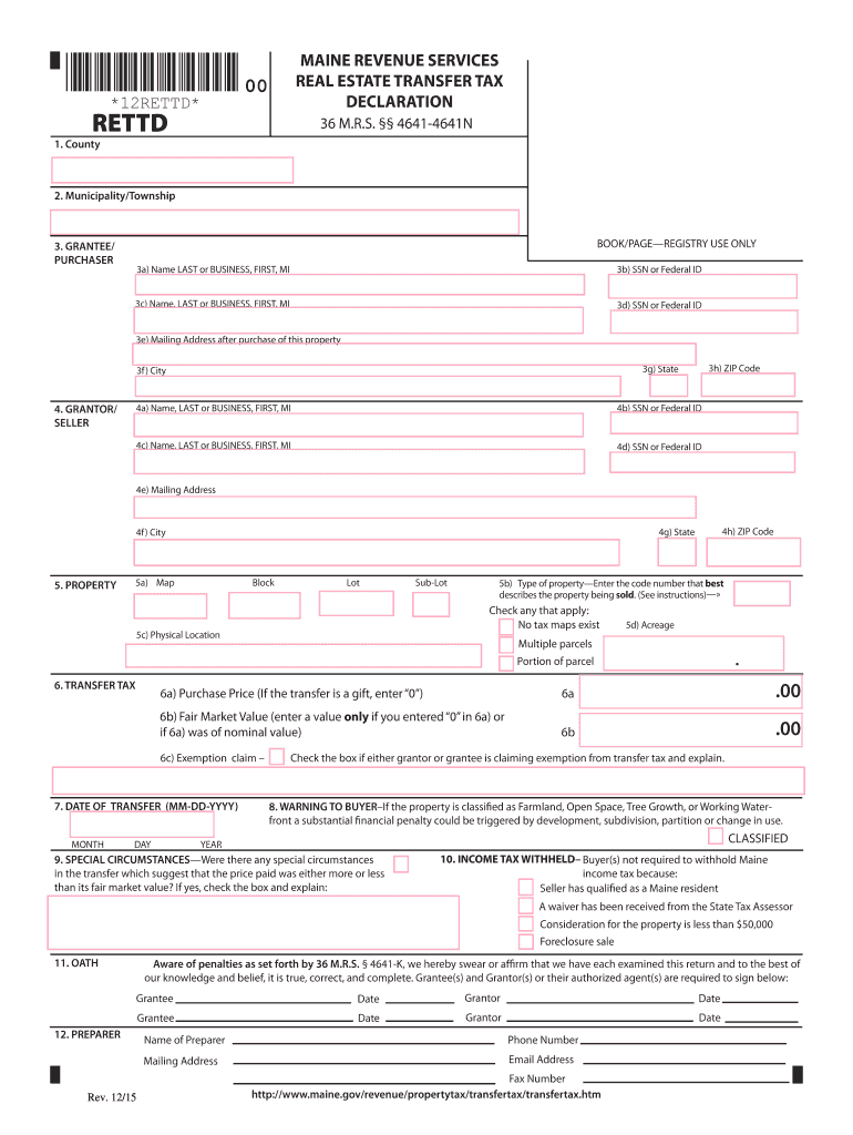 To Access a Maine Transfer Tax Declaration Form