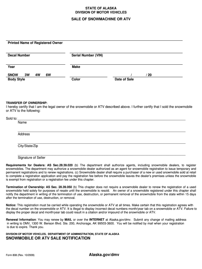 Registering Your SnowmobileDepartment of Motor Vehicles  Form