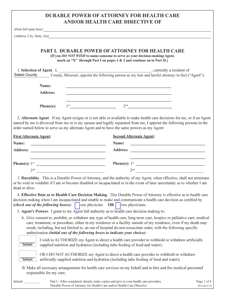 Ohio Durable Power of Attorney for Health Care Form