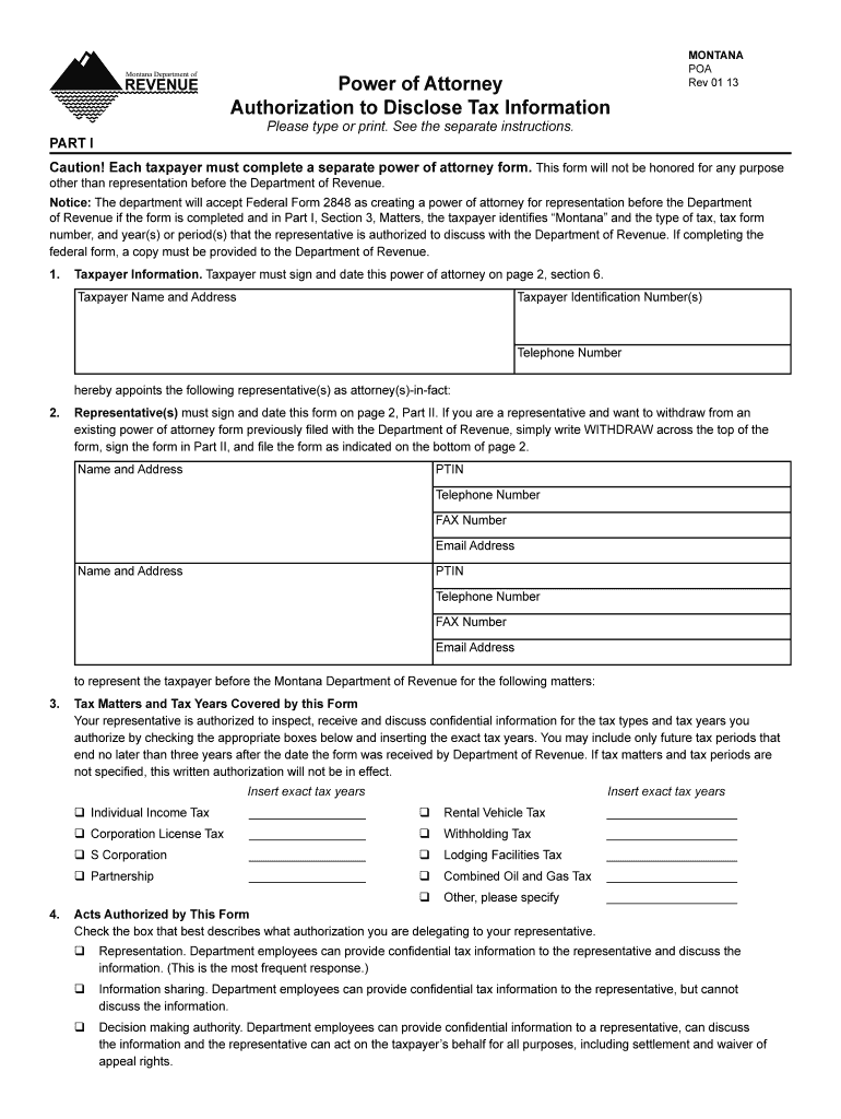 Montana Power of Attorney Forms PDF Templates