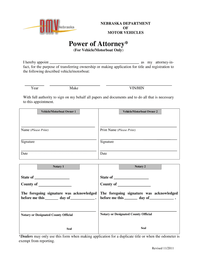 Maine Motor Vehicle Power of Attorney Form PDF