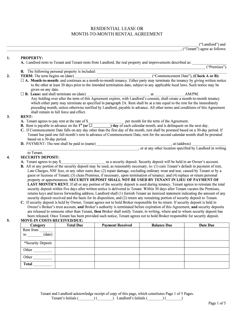 How Much Notice is Required in a Month to Month Tenancy?  Form