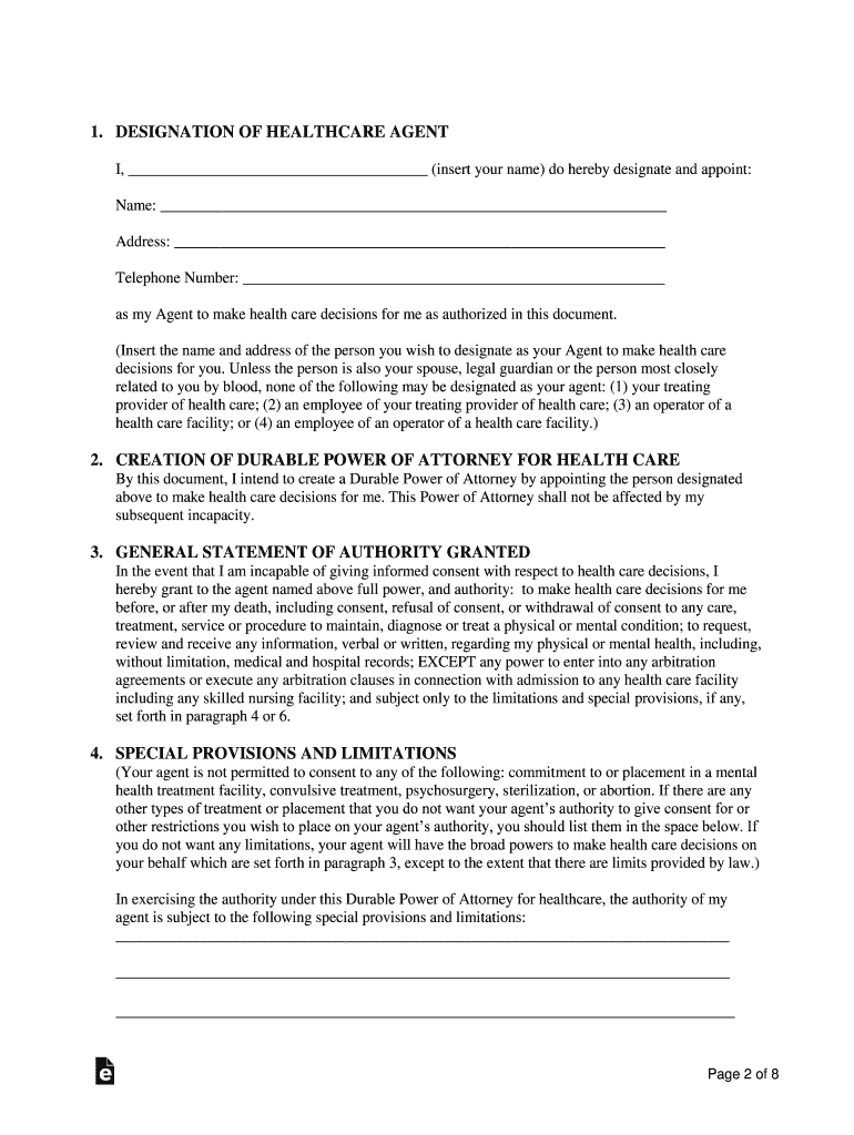 Durable Power of Attorney for Healthcare Decisions NV DCFS  Form