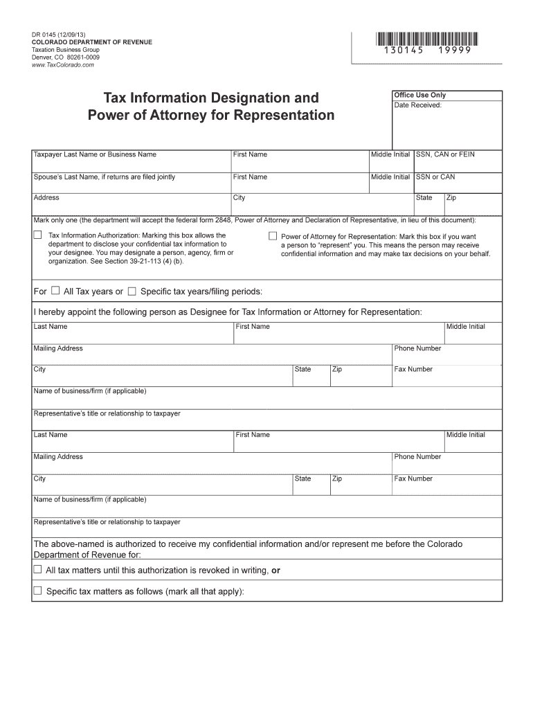  Colorado Tax Power of Attorney Form Power of Attorney Www 2013