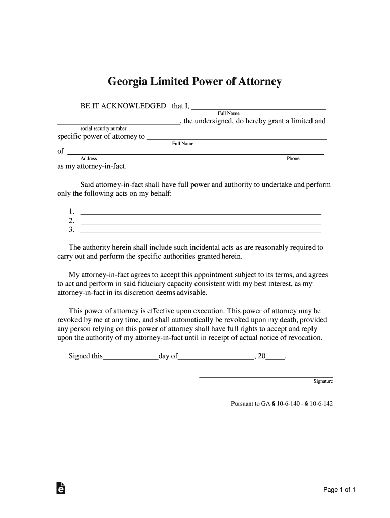 25 Printable Limited Power of Attorney Template Forms