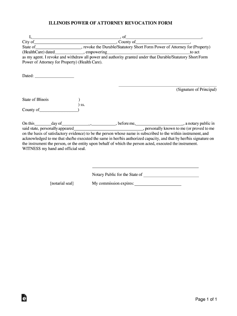 Illinois Power of Attorney Revocation Form