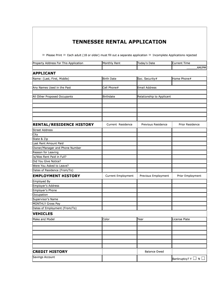 Tennessee Rental Application Form DOCX