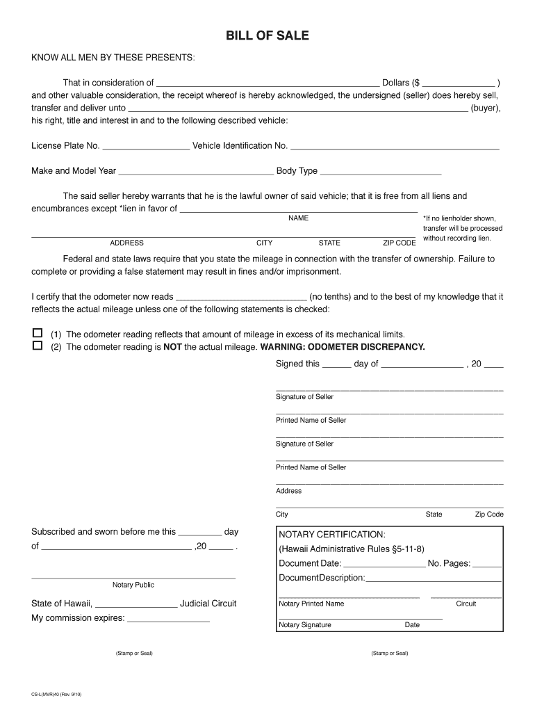 BILL of SALE KNOW ALL MEN by THESE PRESENTS, that on This  Form