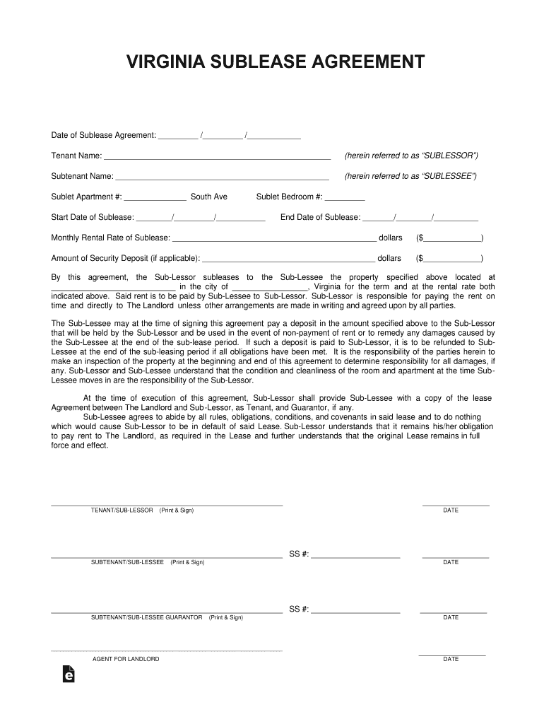 Sublease Agreement Sublease Agreement Search  Form