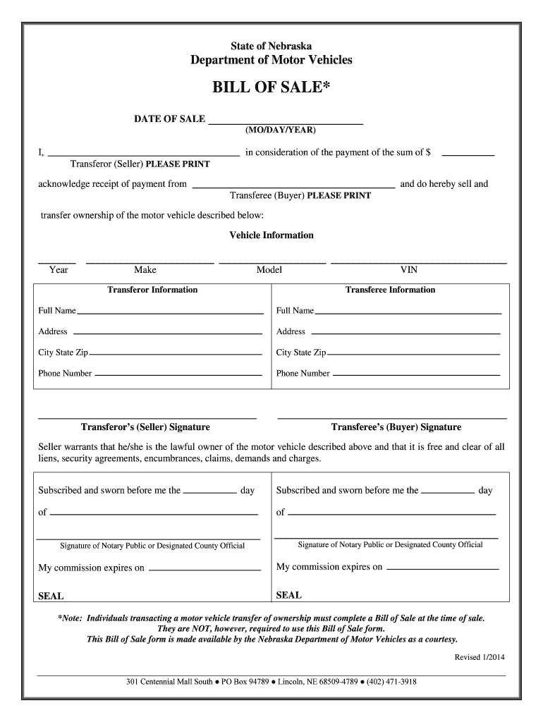 Ne Bill Sale  Form