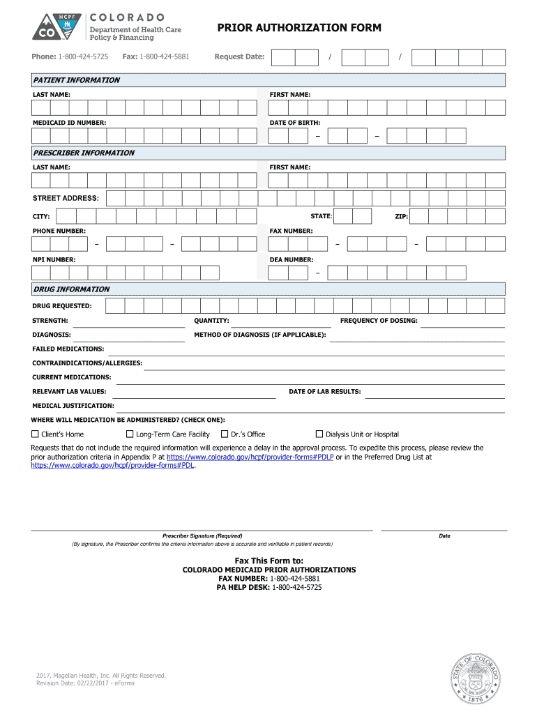 The Medicaid Pharmacy Prior Authorization Form Colorado