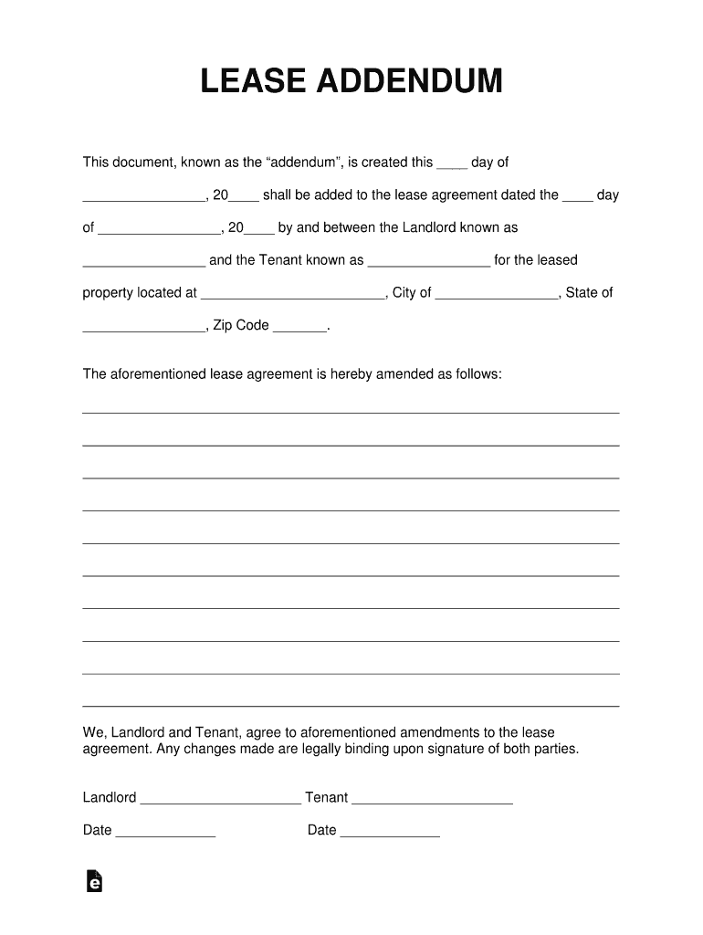 Lease Addendum Templates PDF Word EForms