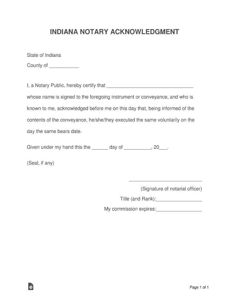 Arizona Notary Acknowledgment Form PDF EForms