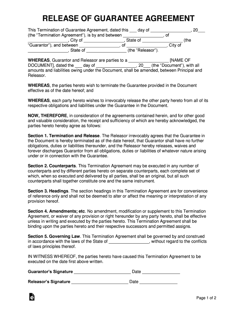 Mutual Termination Agreement and Release  Form