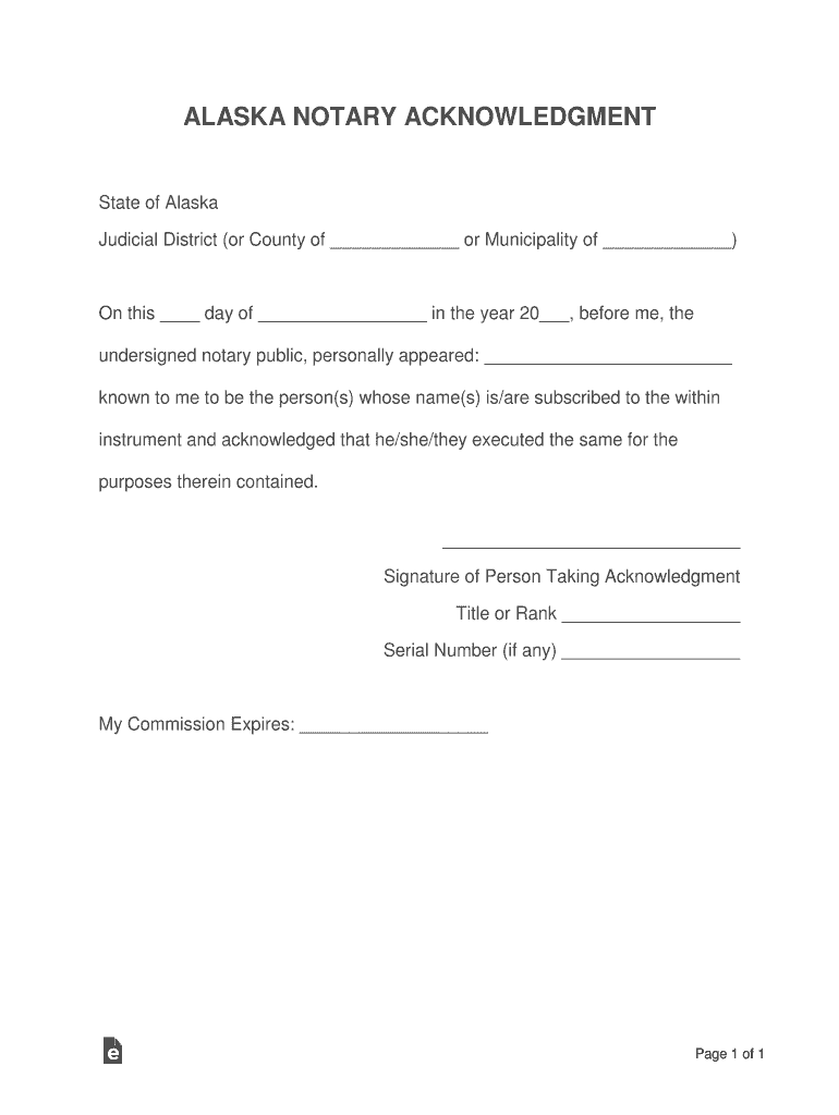 Alaska Notarial Certificate Jurat PDF Word  Form