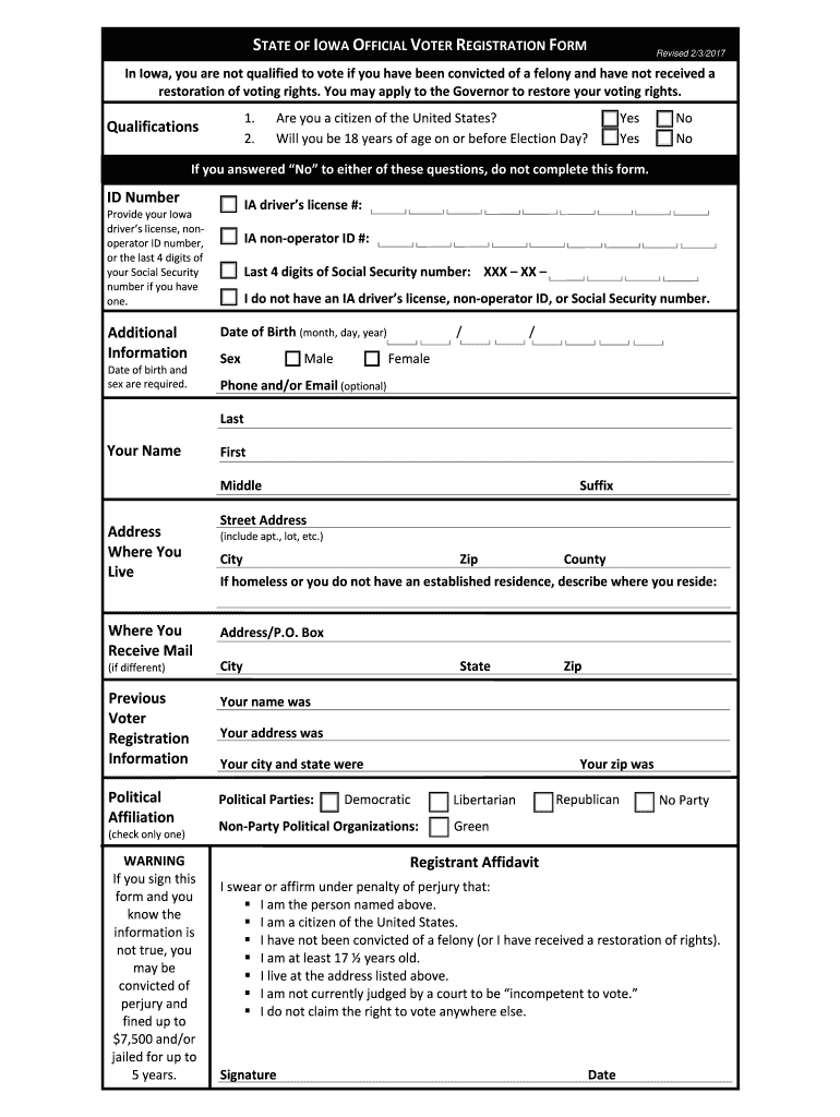  Fillable Online Voter Registration Form 4 9 Fax Email Print 2017