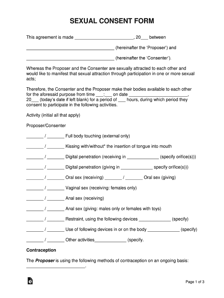 Sexual Consent Form Printable