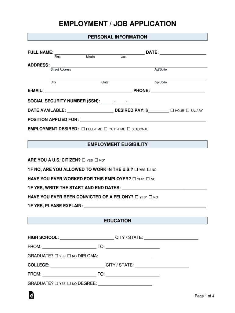 Employment Job Application Form Online