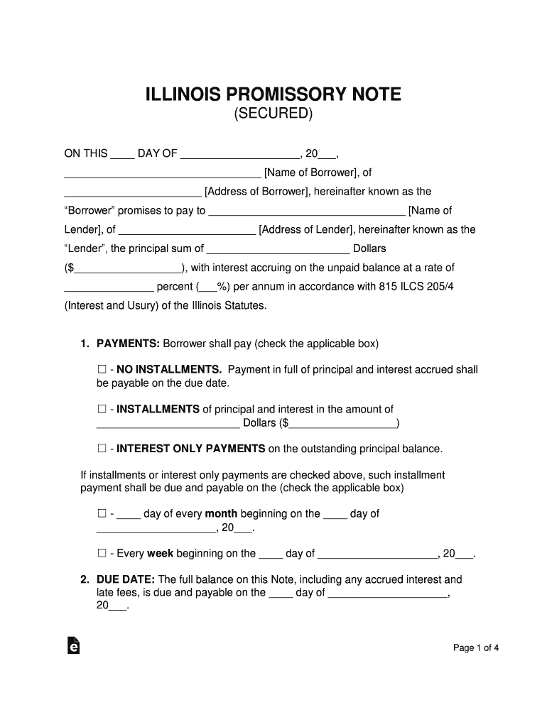 Illinois Promissory Note  Form