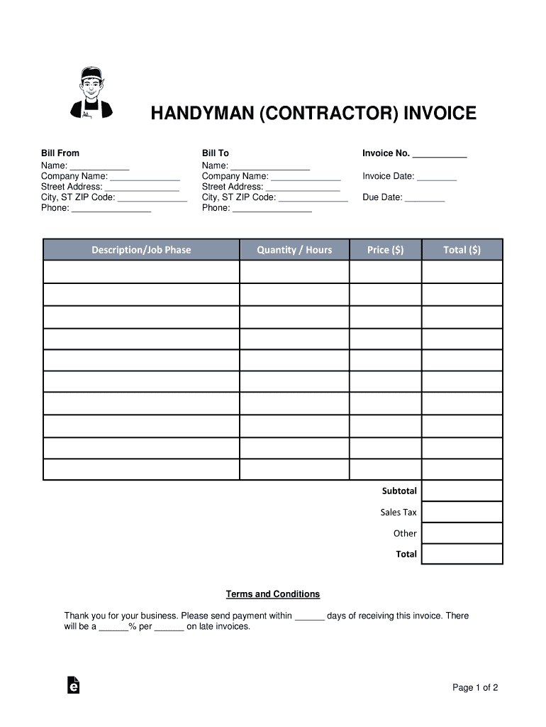 ServiceLabor Invoice Template WordPDFeForms