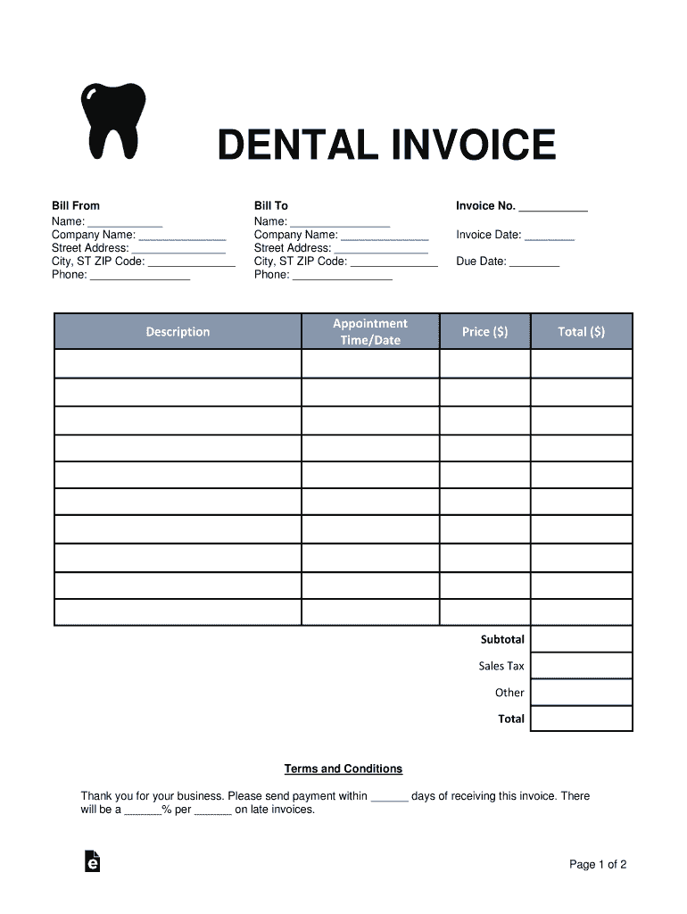 Dental Invoice PDF  Form