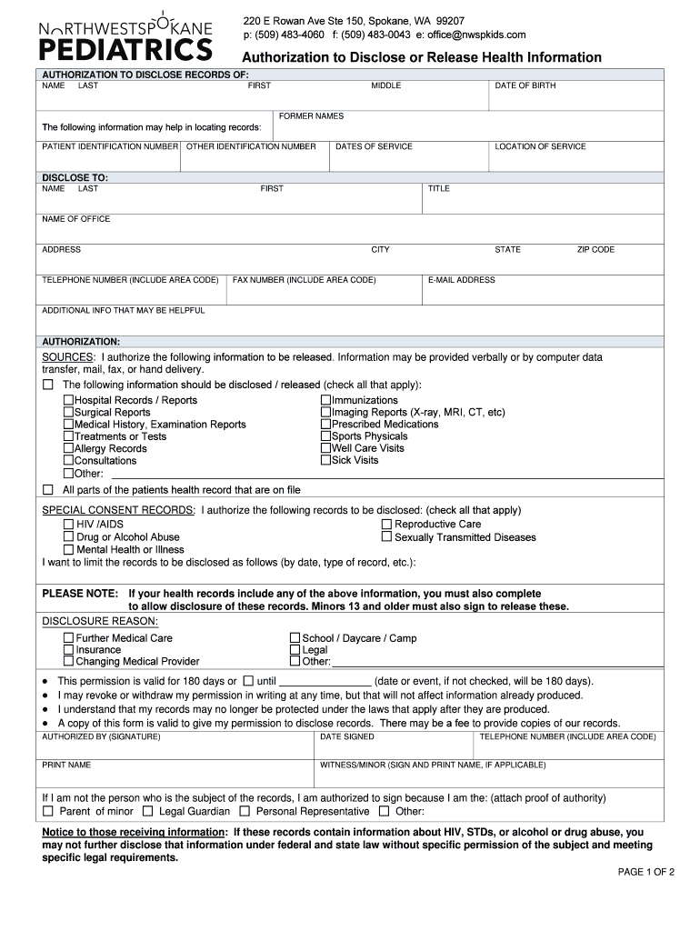 Northwest Spokane Pediatrics, PLLC Better Business Bureau  Form