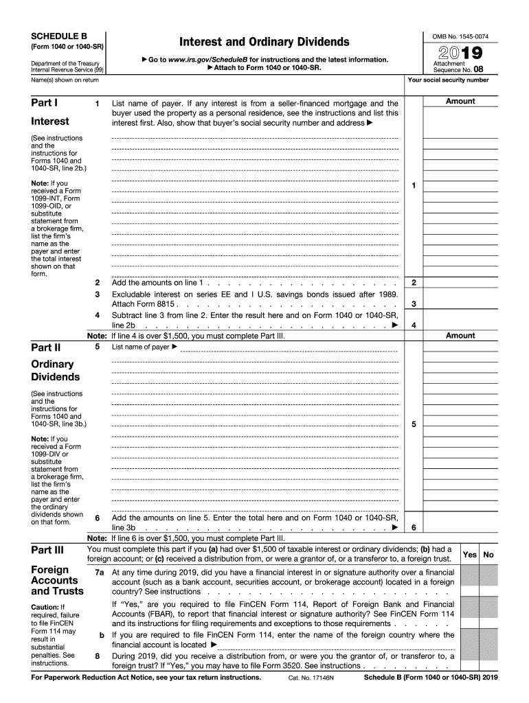 2019 Schedule B (1040 form)