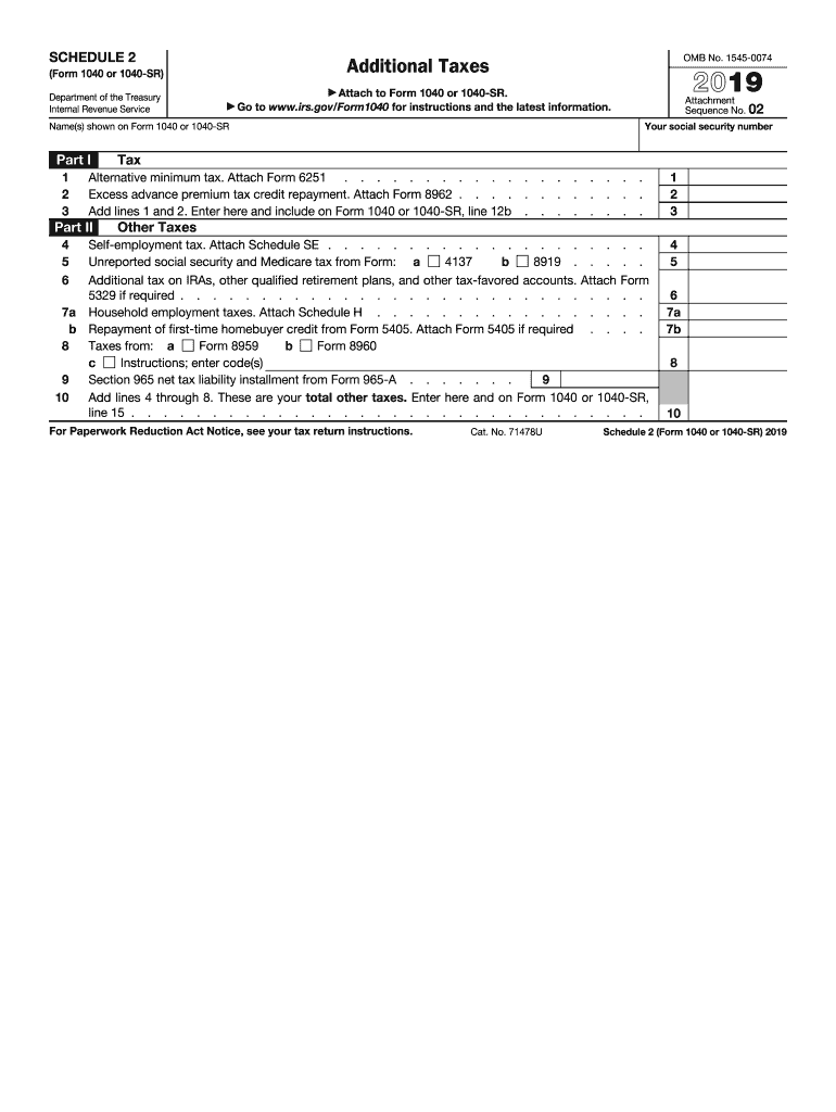 Irs Schedule 2 2019 2024 Form Fill Out And Sign Printable Pdf