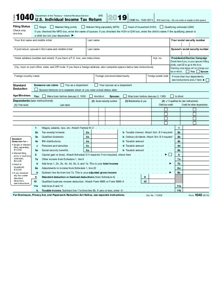 2019 1040 form