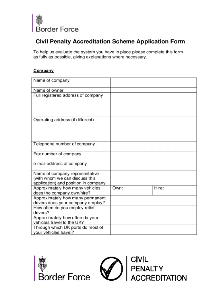 Civil Penalty Accreditation Scheme Application Form