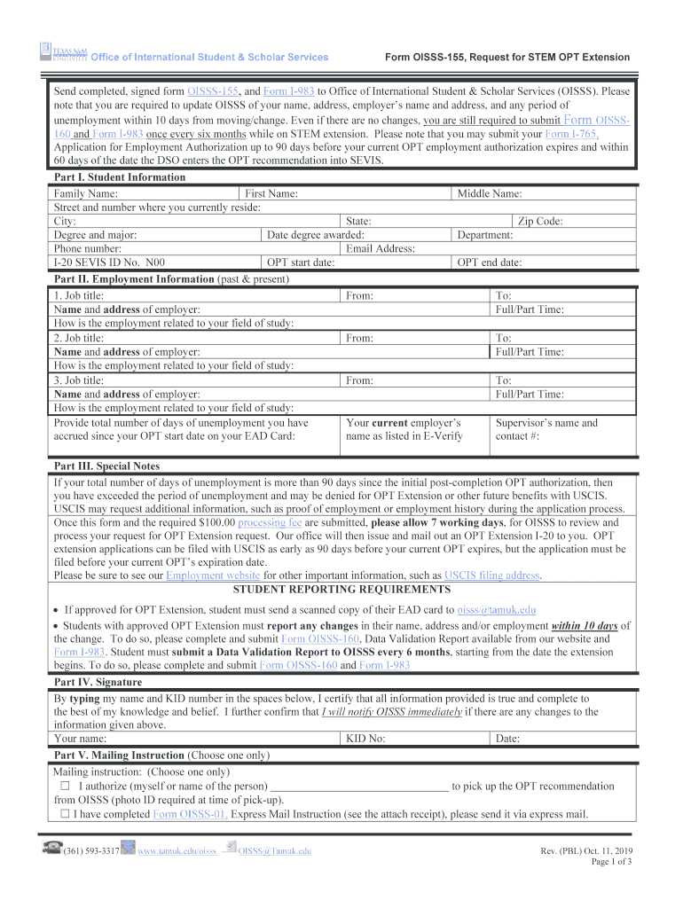  Office of International Student & Scholar Services Form ISSS 2019-2024