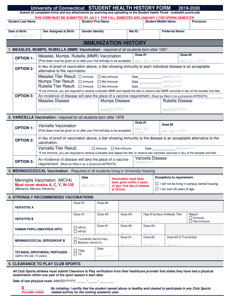  Forms UConn Student Health Services University of 2020-2024