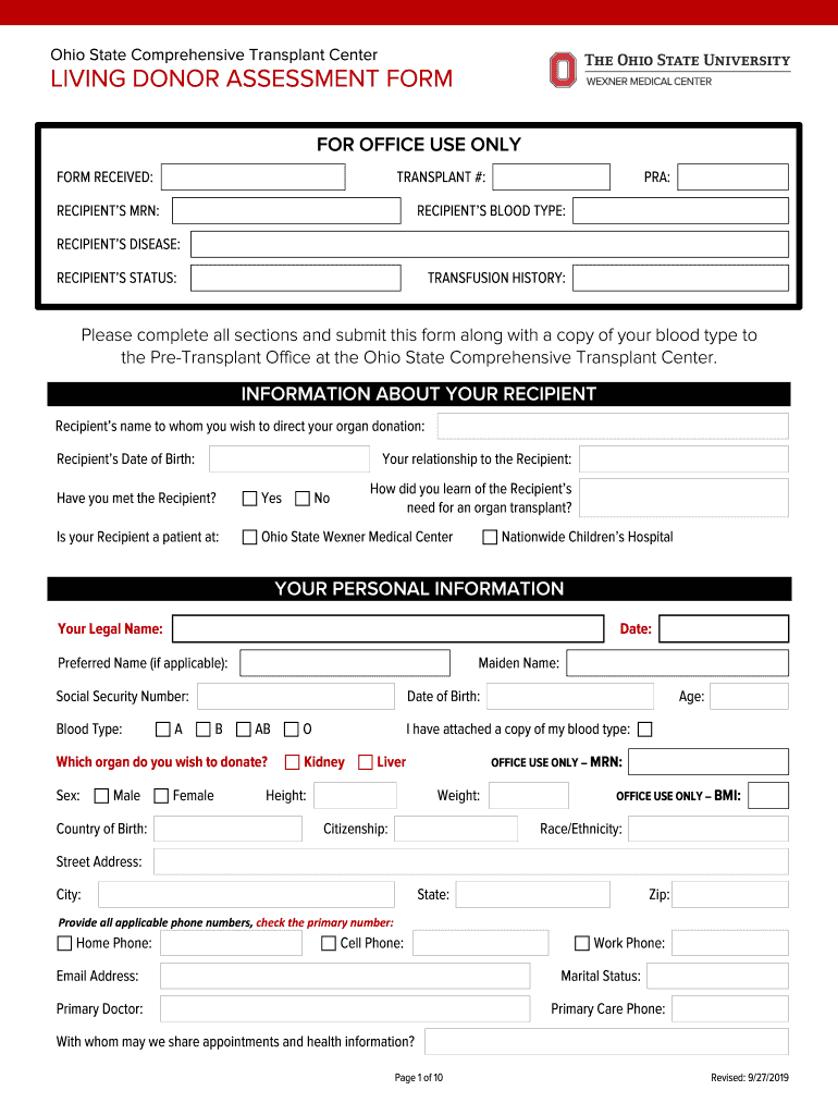  Download the Living Donor Assessment Form Wexner 2019