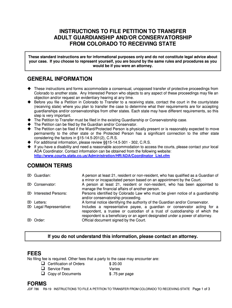 Instructions to File Petition to Transfer Adult Guardianship Andor  Form